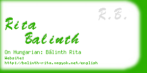 rita balinth business card